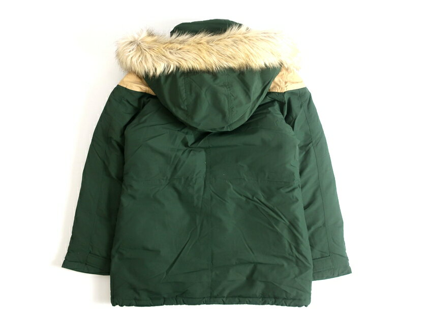 THE NORTH FACE ノースフェイス テフロン加工 UPF40+ 紫外線カット PREMIUM GOOSE DOWN使用 ファー付きフーデッド ダウンジャケット ブルゾン グリーン ベージュ 90(L)/95(XL)▲158▼00219k02