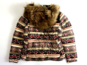 THE NORTH FACE ノースフェイス WHITE LABEL ホワイトレーベル Native Down JACKET ネイティブ柄 ファーフード ダウンジャケット ブラウン M-01 L-02 ▲116▼00220k02