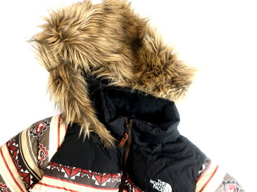 THE NORTH FACE ノースフェイス WHITE LABEL ホワイトレーベル Native Down JACKET ネイティブ柄 ファーフード ダウンジャケット ブラウン M-01 L-02 ▲116▼00220k02