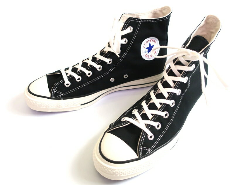 CONVERSE コンバース 日本製 ALL STAR CANVAS AS J HI キャンバス ハイカット スニーカー シューズ 定1.3万 ブラック 25-01 25.5-02 26-03 26.5-04 27-05 27.5-06 28-07 29-08▲050▼00316k08