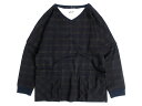 SToL ストル 日本製 Sound Track Of Life Dolman Sleeve Check Shirt 起毛素材 チェック柄 Vネック ドルマンスリーブ プルオーバー シャツ 定2.4万 ネイビー S-01 M-02 L-03▲022▼00513k02