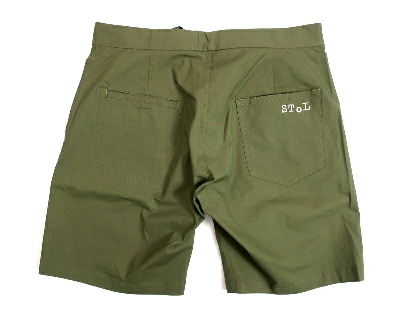 SToL ストル 日本製 Sound Track Of Life Original Shorts ベルト付 リップストップ生地 ロゴ刺繍入 ショーツ ショートパンツ 定1.9万 カーキ S-01 M-02▲018▼00514k11