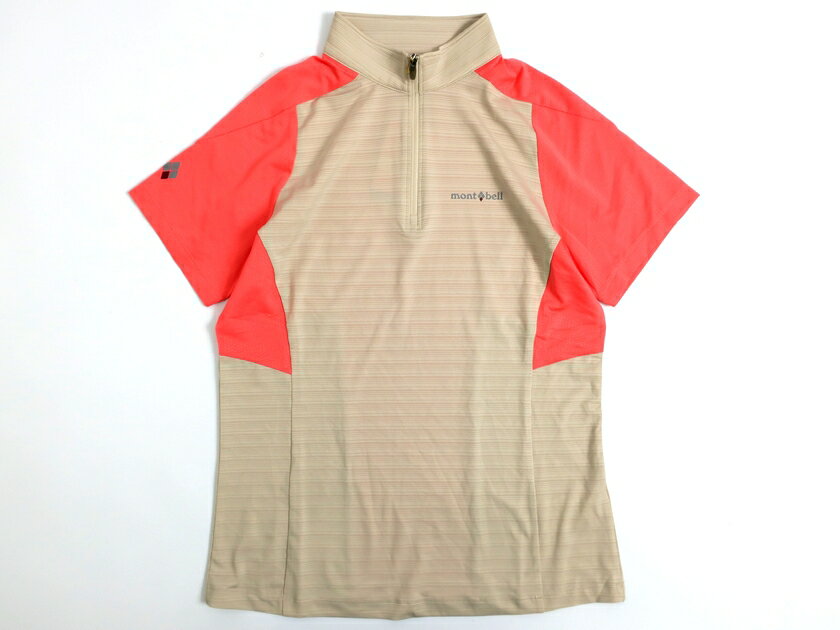モンベル Tシャツ メンズ mont-bell モンベル Polygiene ハーフジップ 半袖 カットソー プルオーバー 登山 トレッキング ピンク ベージュ S-01 M-02▲019▼00525k03