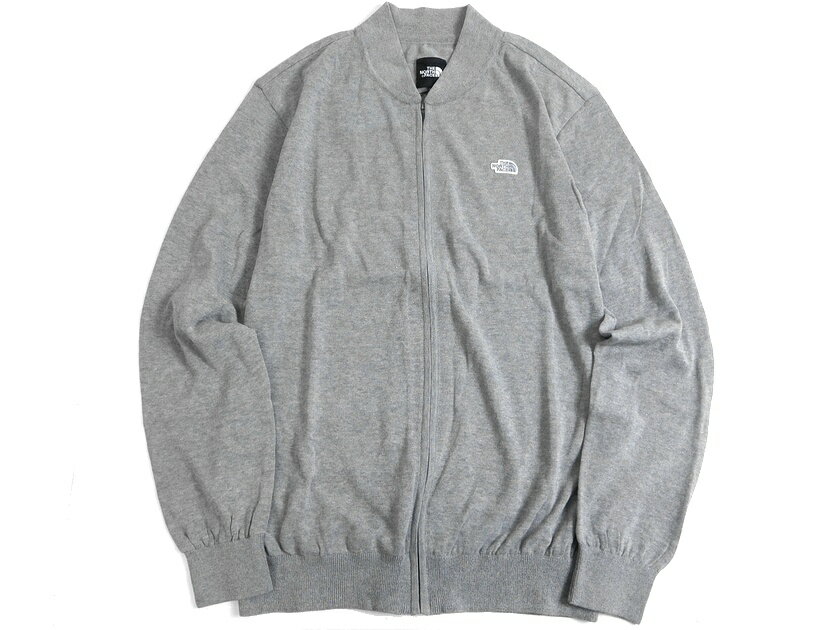 THE NORTH FACE ノースフェイス 撥水 ロゴワッペン コットン混ニット ジップアップ MA-1 ジャケット ブルゾン グレー L-01 XL-02 XXL-03▲052▼00723k11