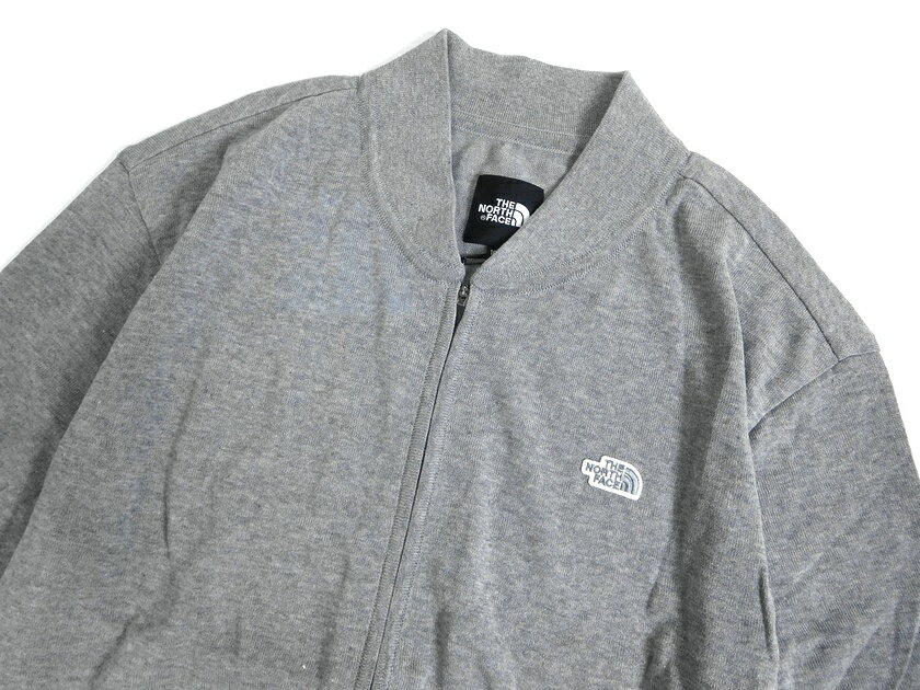 THE NORTH FACE ノースフェイス 撥水 ロゴワッペン コットン混ニット ジップアップ MA-1 ジャケット ブルゾン グレー L-01 XL-02 XXL-03▲052▼00723k11