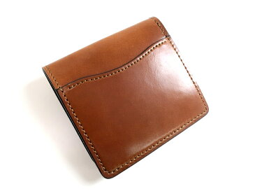 WILDSWANS ワイルドスワンズ 日本製 LACONIC ホーウィン社製シェルコードバン バーボンコードバン サドルプルアップレザー ミニウォレット 二つ折り 小銭入れ付 財布 キャメル▲160▼00915k15