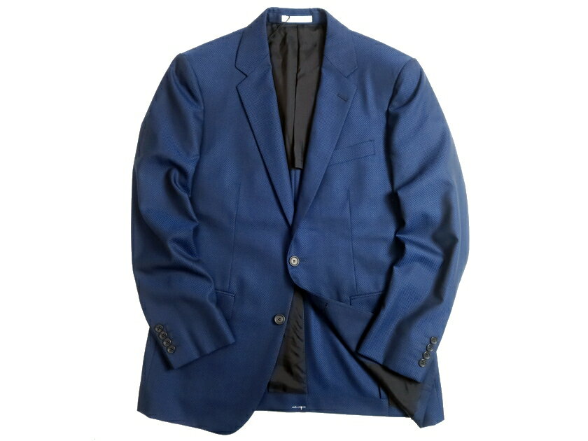 Calvin Klein カルバンクライン CK ウール100％ ジャガード生地 2B テーラードジャケット ブレザー 定6.1万 ネイビー 40▲020▼01210k05