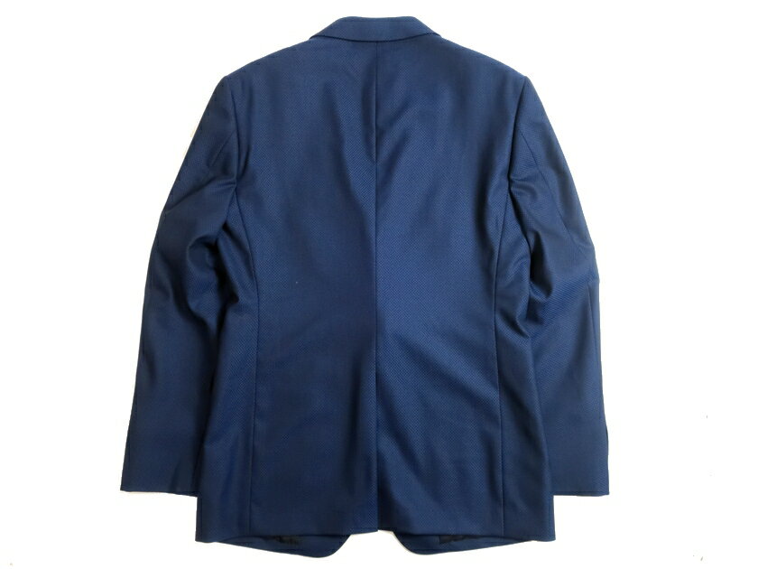 Calvin Klein カルバンクライン CK ウール100％ ジャガード生地 2B テーラードジャケット ブレザー 定6.1万 ネイビー 40▲020▼01210k05