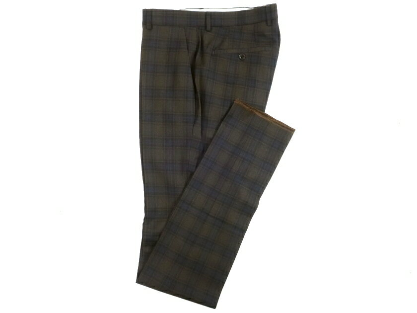 Serge Blanco セルジュブランコ ウール100％ チェック柄 ノータック スラックス パンツ 定3.9万 ダーク..