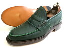 Tricker's トリッカーズ 英国製 グッドイヤーウェルテッド製法 本革 ヒドゥンチャネル仕様 JAMES MENS OLIVVIA TAN STEP IN LOAFERS レザー コインローファー ビジネスシューズ 革靴 グリーン 6.5-01 7.5-02 8.5-03▲130▼10607k15