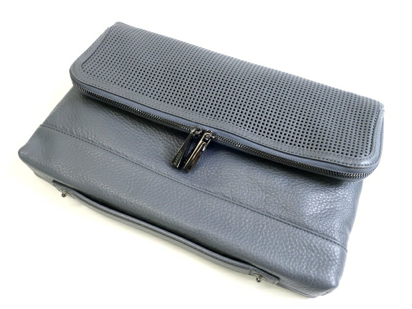 JOSEPH HOMME ジョセフオム punching leather CLUTCH BAG パンチングレザー 切替 クラッチバッグ セカンドバッグ 鞄 BOJXYM0007 定3万 グレー F▲056▼10610k08