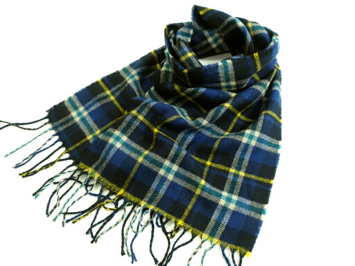 Kent IN TRADITION ケント ソフトウール チェック フリンジ ストール マフラー ネイビー▲020▼10722k08 Kent IN TRADITION ケント ソフトウール チェック フリンジ ストール マフラー ネイビー▲020▼10722k08