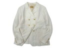 Nigel Cabourn woman ナイジェルケーボン ウーマン 日本製 FRENCH WORK DOUBLE BREASTED JACKET フレンチワーク リネン ダブルブレストジャケット レディース 定5.9万 ホワイト▲020▼10831k22