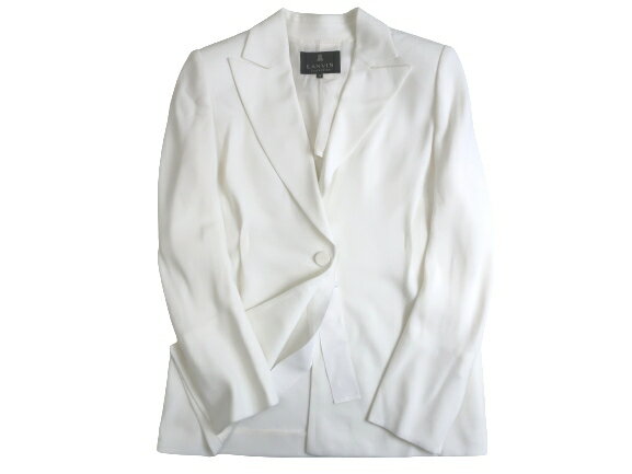 LANVIN COLLECTION ランバン 日本製 レーヨン100% シングルボタン ジャケット 2035250 定9.3万 ホワイト 38▲080▼11118k11