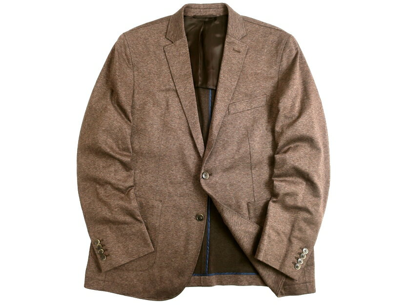 HACKETT LONDON ハケット ロンドン PIQUET JERSEY DBL FACE コットン混 メランジ調 ピケ ジャージー生地 2B テーラードジャケット ブレザー HM441743R 定6.5万 ブラウン 46▲042▼11221k06