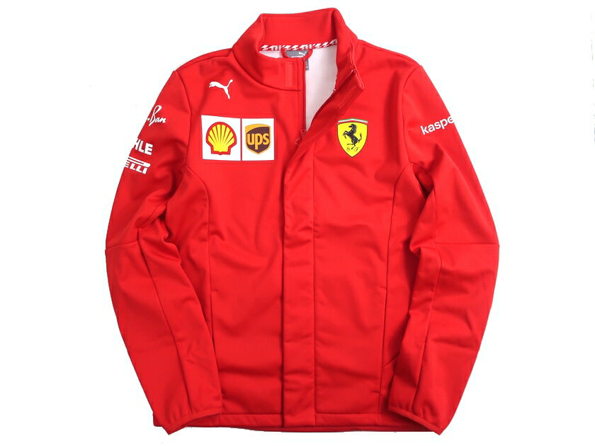 PUMA プーマ Scuderia Ferrari フェラーリコレクション ロゴプリント 裏地フリース ソフトシェル ジャケット 763031 定1.9万 レッド XS-01 S-02 M-03 L-04▲030▼20107k17