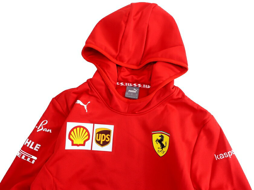 【中古】【新古品・未使用品】PUMA プーマ Scuderia Ferrari フェラーリコレクション ロゴプリント 裏地フリース プルオーバー パーカー フーディ 763035 定1.8万 レッド XS S▲030▼20202k20