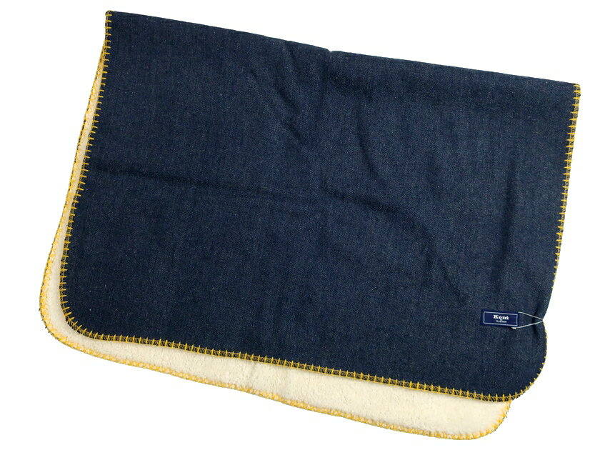 Kent IN TRADITION ケント デニム調 裏ボア ステッチデザイン ブランケット ひざ掛け インディゴ▲015▼20203k19(4)