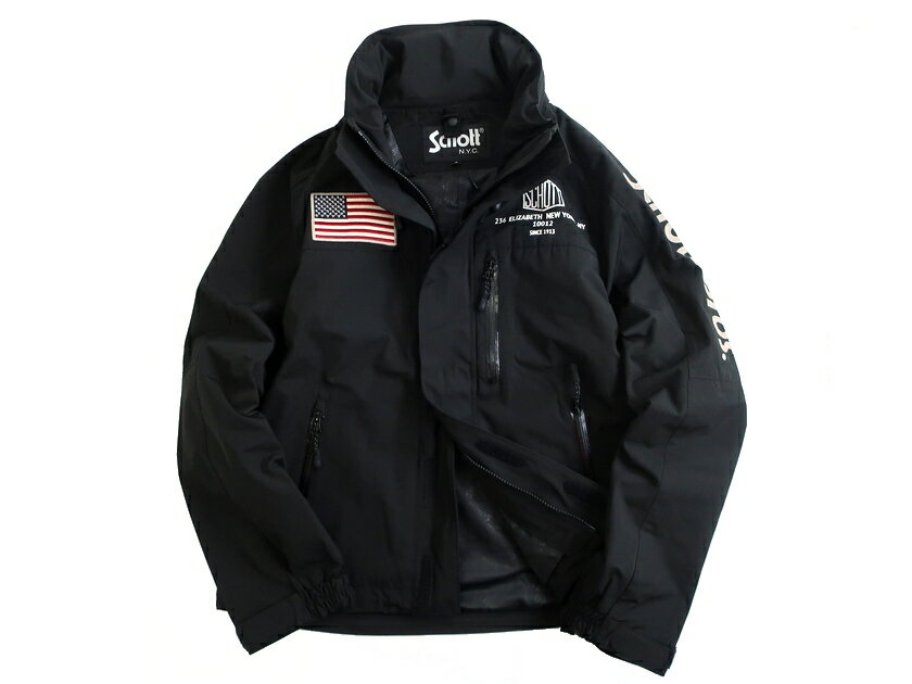 Schott ショット SYNTHTIC FIELD JACKET ワッペン リフレクトプリント フード付 シンセティック フィールドジャケット 3102058 定2.9万 ブラック S▲080▼20331k11