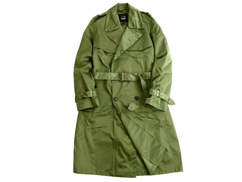 dunhill LONDON ダンヒル イタリア製 ナイロン ベルテッド トレンチコート ダブルブレストコート 定30.8万 グリーン OMR-01 OLR-0...