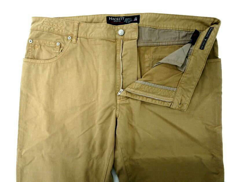 HACKETT LONDON ハケット ロンドン TRINITY TWILL 5PKT PREMIUM BESPOKE JEANS 製品加工 コットン ストレッチ パンツ HM210867 定1.8万 サンド 28R-01 40L-02▲011▼20405k26