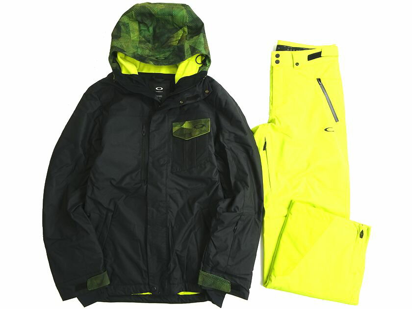 OAKLEY オークリー PERFORMANCE FIT DIVISION EVO INSULA JKT 2L 10K CRESCENT 2.0 SHELL 2L 10K PANT 中綿素材THINSULATE 2レイヤージャケット シェルパンツ スノボウェア セットアップ 412786 422601 定5.1万 ブラック ライム M-01 L-02 XL-03▲141▼20418k13