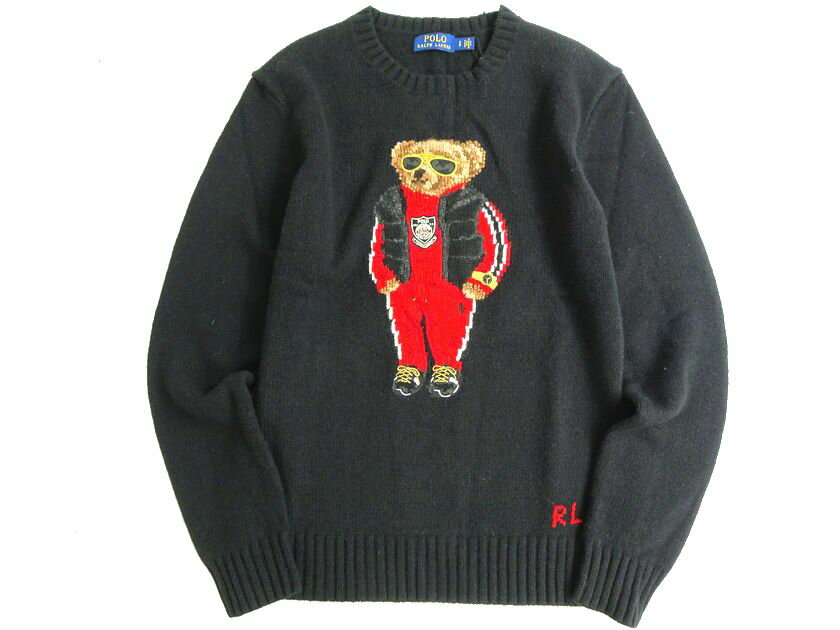 POLO Ralph Lauren ポロ ラルフローレン ルナー ニューイヤー ポロベア クルーネック ニット セーター MNPOSWE16820243 定6.3万 ブラック S▲232▼20420k02