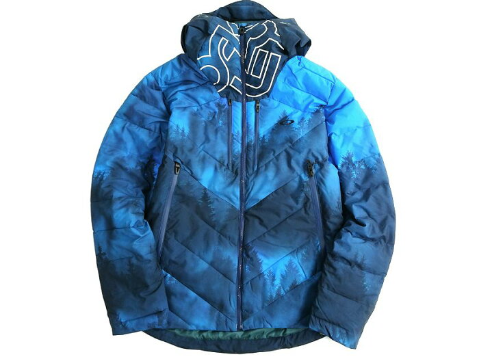 OAKLEY オークリー PERFORMANCE FIT FN DRY PRIMALOFT GREAT SCOTT INSULATED 2L 15K JKT プリマロフト 中綿入り 総柄 ジップアップ フーデッド ジャケット スノボウェア 412781A 定3.9万 ブルー JPN M▲113▼20420k33