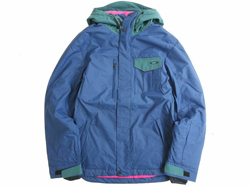 OAKLEY オークリー PERFORMANCE FIT DIVISION EVO INSULA JKT 2L 10K 総柄切替 中綿入り 2レイヤー ジップアップ フーデッドジャケット スノボウェア 412786 定3万 ネイビー JPN M▲070▼20420k38