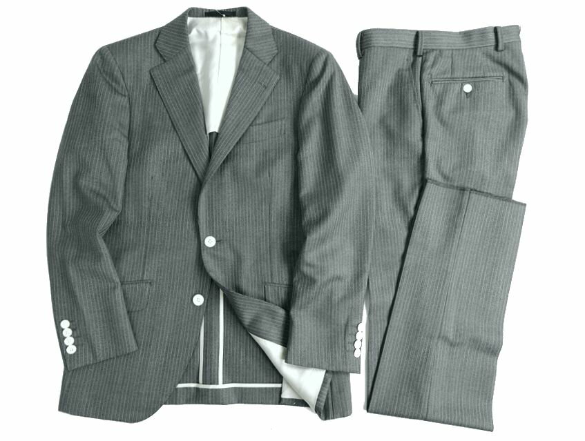 GIVERDYE best selection ジバルディ 日本製 Savile Clifford 英国製生地使用 ウール100％ 織生地 ストライプ柄 2B ノータック シングルスーツ ジャケット スラックスパンツ 182A7243 ネイビー グレー AM▲100▼20421k03