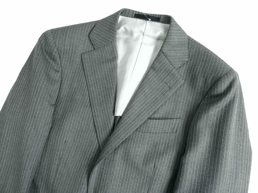 GIVERDYE best selection ジバルディ 日本製 Savile Clifford 英国製生地使用 ウール100％ 織生地 ストライプ柄 2B ノータック シングルスーツ ジャケット スラックスパンツ 182A7243 ネイビー グレー AM▲100▼20421k03