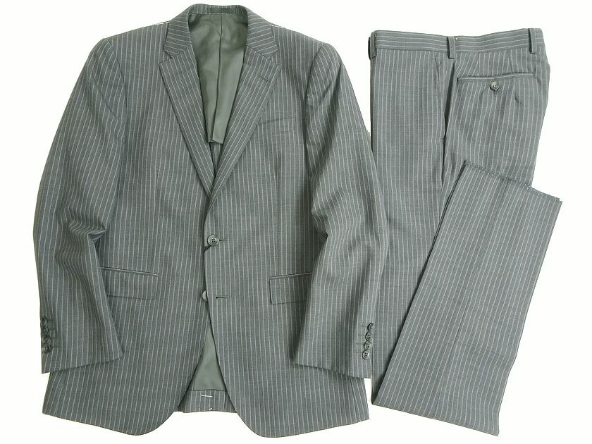 TODHOUSE トッドハウス 日本製 大賀 ウール混 ピンストライプ 2B ノータック シングルスーツ ジャケット スラックスパンツ 685A5022 グレー YS-01 YM-02 YL-03▲070▼20427k23