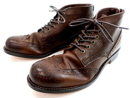 PADRONE パドローネ 日本製 マッケイ製法 本革 WING TIP BOOTS with BACK ZIP 外羽根 ウイングチップ ブローグ 6ホール バックジップ レザー ブーツ 革靴 PU8054-1138-19C 定3.7万 ダークブラウン 40-01 41-02 42-03▲070▼20518k06