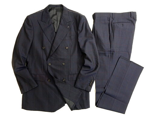 GIVERDYE best selection ジバルディ 日本製 ウールモヘヤ混 チェック柄 6B ノータック ダブルスーツ ジャケット スラックスパンツ 682A4015 ネイビー A8 ▲050▼30217s11 GIVERDYE best selection ジバルディ 日本製 ウールモヘヤ混 チェック柄 6B ノータック ダブルスーツ ジャケット スラックスパンツ 682A4015 ネイビー A8 ▲050▼30217s11