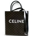 中古■美品 CELINE セリーヌ イタリア製 ロゴプリント入 トリオンフ キャンバス ミディアム バーティカル カバ レザー 2way ハンドバッグ ショルダ...