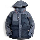 Columbia Sportswear コロンビア OMNI-WIND メランジ調切替 フード付 ナイロン ジップアップ ダウンジャケット CU3YMG001 ブラック チャコールグレー 90(S)▲031▼30724t02