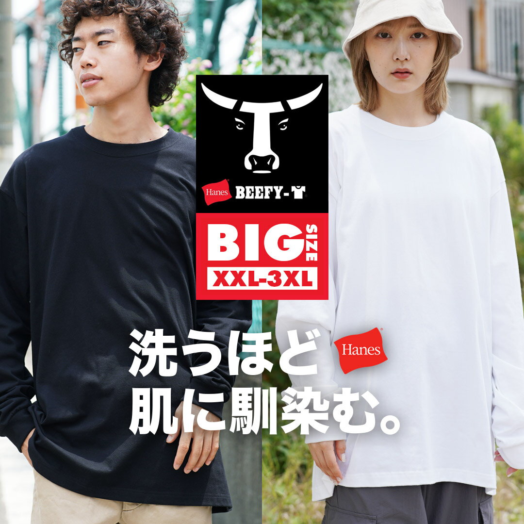 Hanes ヘインズ BEEFY ビーフィー ロンt 長袖 Tシャツ メンズ ヘビーウェイト かっこいい 綿100 コットン 大きいサイズ 無地 よれない 透けない おすすめ ストリート 人気 ブランド ロンティー 男性 紳士 プレゼント プチギフト 誕生日プレゼント 彼氏 父 息子 ギフト