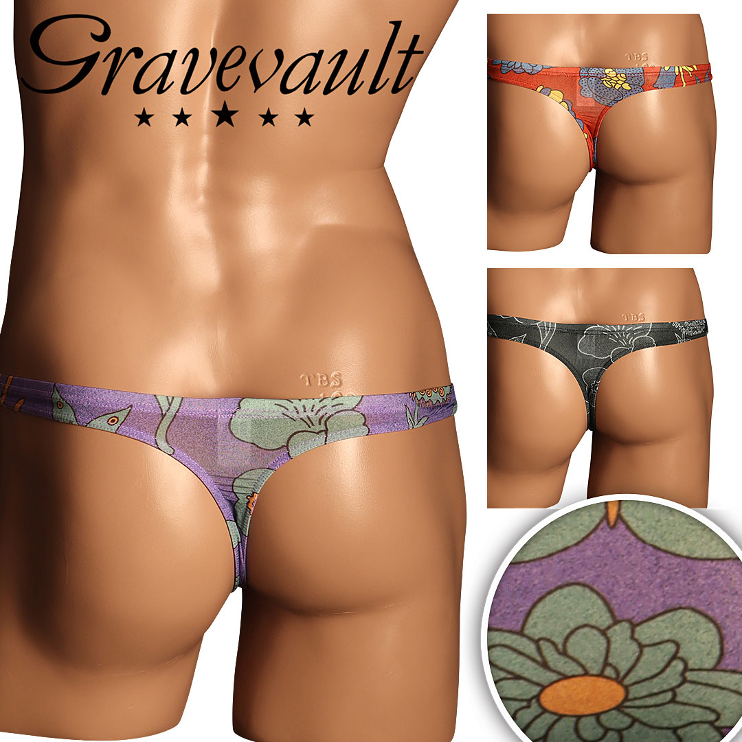 Gravevault/グレイブボールト メンズTバック メンズ アンダーウェア 下着 高級 ハイブランド 国産 日本製 おしゃれ かっこいい ツルツル フラワー 花柄 ブランド 男性 紳士 プレゼント プチギフト 誕生日プレゼント 彼氏 父 息子 ギフト 記念日