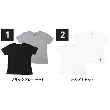 【2枚セット】POLO RALPH LAUREN ポロ ラルフローレン クルーネック 半袖 Tシャツ キッズ おしゃれ 綿100 かっこいい 2枚組 お買い得 ブランド プチギフト ルームウェア 部屋着 誕生日プレゼント ギフト 記念日