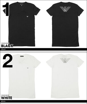 エンポリオ アルマーニ Tシャツ メンズ 半袖 Vネック トップス カットソー 無地 ロゴ イーグル ワンポイント EA STRETCH COTTON EAGLE EMPORIO ARMANI 誕生日プレゼント 彼氏 父 男性 旦那 ギフト