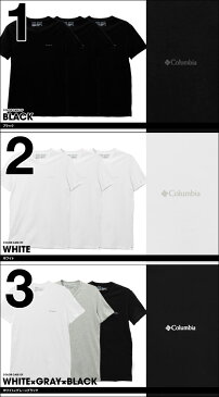 【3枚セット】COLUMBIA/コロンビア Tシャツ メンズ 半袖 Vネック 綿100% 無地 ワンポイント トップス カットソー インナー 福袋 3枚組 まとめ買い 誕生日プレゼント 彼氏 父 男性 ギフト