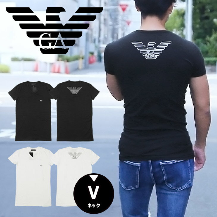 Emporio Armani エンポリオ アルマーニ Vネック 半袖 Tシャツ メンズ Eagle Stretch Cotton かっこいい 綿 おしゃれ ラッピング無料 Cc735 人気ブランドボクサーパンツ等 メンズ 男性 レディース下着通販 クレイジーフェレット公式