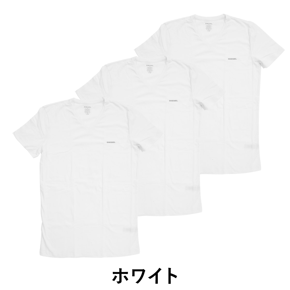 【3枚セット】ディーゼル Tシャツ メンズ 半袖 Vネック トップス カットソー DIESEL Essentials 3枚組 セット 無地 ロゴ ワンポイント ブランド プチギフト 誕生日プレゼント 彼氏 父 男性 ギフト サマーI 記念日 おしゃれ