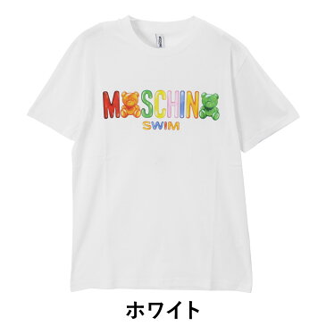 モスキーノ Tシャツ メンズ 半袖 クルーネック MOSCHINO GUMMY BEAR SWIM Uネック 丸首 トップス カットソー ベア ロゴ かわいい おしゃれ 綿100 ハイブランド ギフト ルームウェア 部屋着 誕生日プレゼント 父の日 彼氏 父 男性 記念日