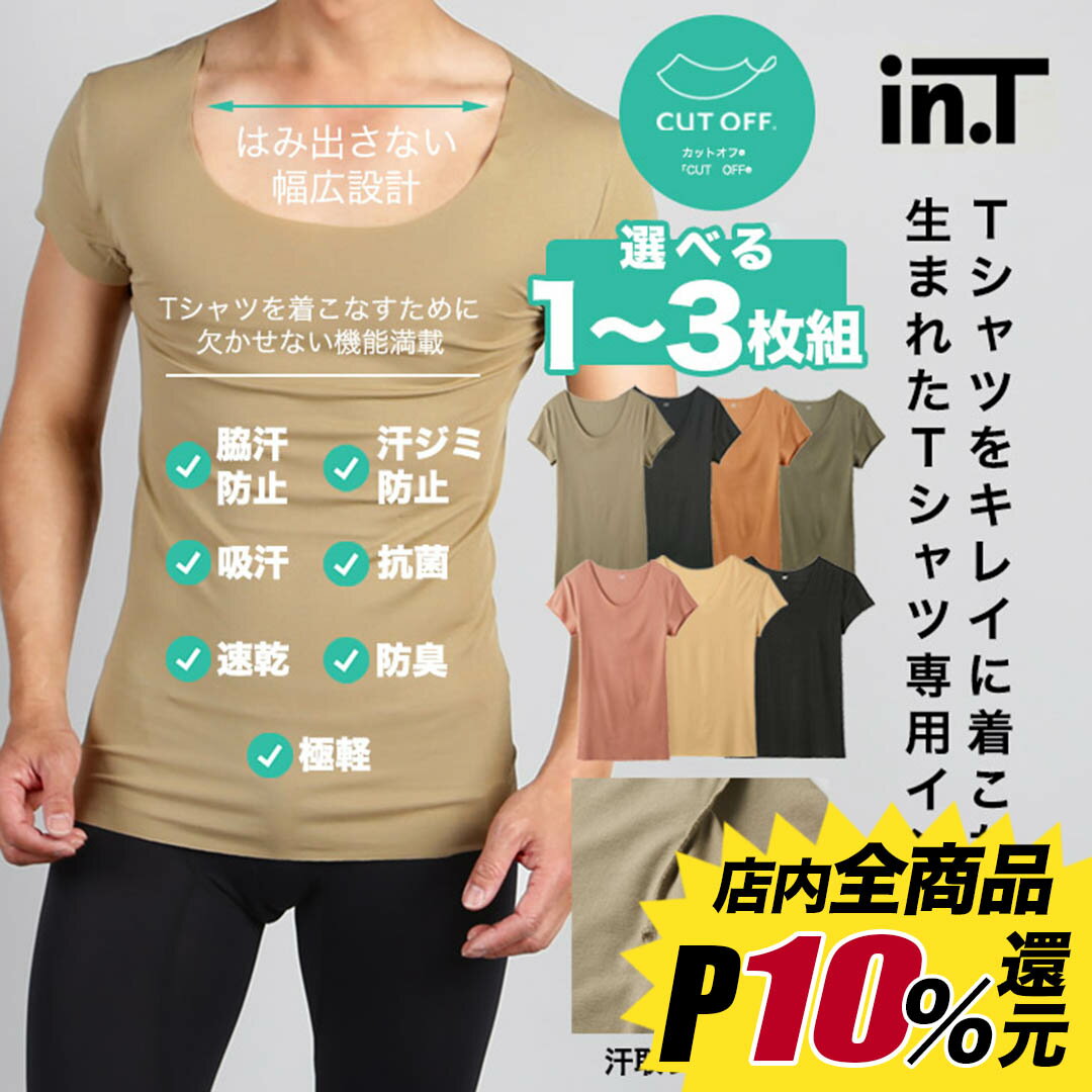 【P10倍】GUNZE グンゼ インティー inT インナーシャツ メンズ 半袖 Tシャツ専用インナー 脇パッド 汗対策 透け防止 速乾 切りっぱなし 2枚セット 3枚セット 無地 ブランド 男性 紳士 プレゼント プチギフト 誕生日プレゼント 彼氏 父 息子 ギフト 記念日