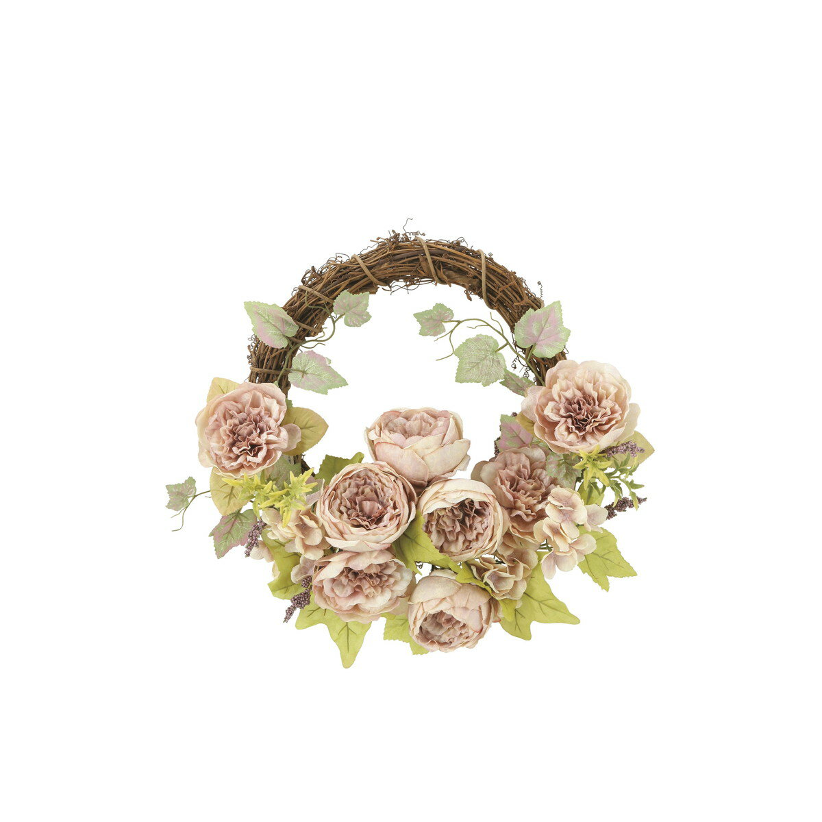 キャベジローズリース 2477A65 W43×D16×H43cm【2024年版 人工観葉植物 光の楽園 造花 フェイク リビング 玄関 アートフラワー インテリアグリーン】