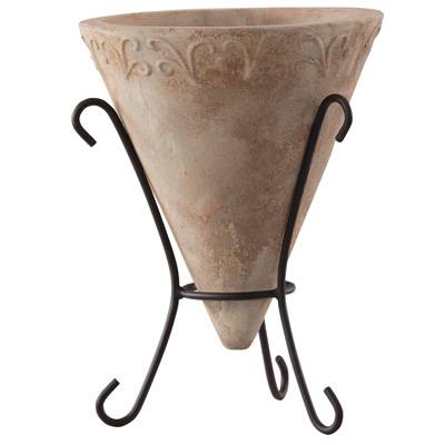 Planters - コーン アンティコ アイアン付 46cm 1個セット EB-34251645GI 8935078042183【ガーデン プランター ポット 鉢 おしゃれ 庭 店舗 園芸 インテリア エクステリア グリーンポット】