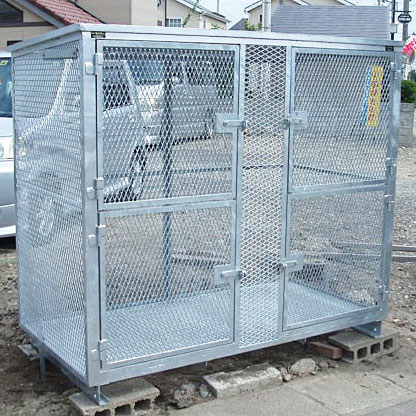 HTA-01(標準網目) 開き扉×4枚 W186×D94×H166cm 2350L 45Lごみ袋×約52個分 約34世帯【業務用 大型ゴミ箱 ゴミステーション 屋外 大容量 町内会 自治会 カラス 猫 動物 ゴミ収集所メッシュタイプ ゴミストッカー 完成品】