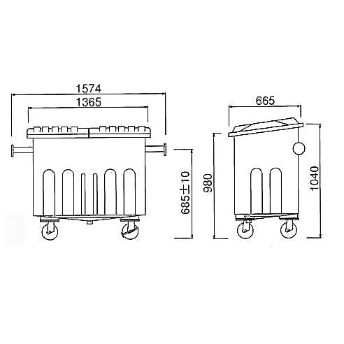 【法人宛専用】エコカートP700+P700F(本体+フタ) キャスター付き 約700L 45Lごみ袋約15個【配送先名に会社名や店舗名必須・個人名のみ配送不可 プラスチック製 パッカー車対応 排水穴付き 分別ゴミ箱 生ゴミ回収 ゴミ箱分別用 屋外用分別ゴミ箱 カイスイマレン】 [3]