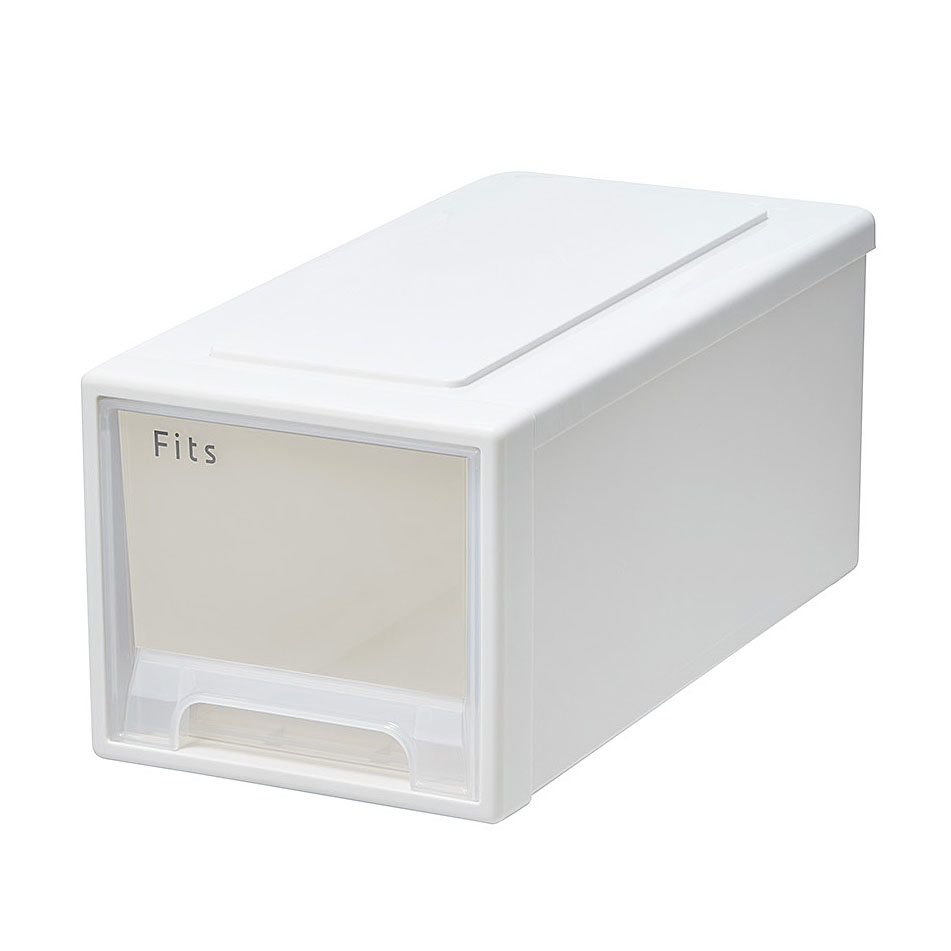 Fits フィッツケース　45-22 幅22.5×奥行45×高さ20cm ホワイトクリア【ワイドハーフ 収納 プラスチック 引き出し クローゼット】